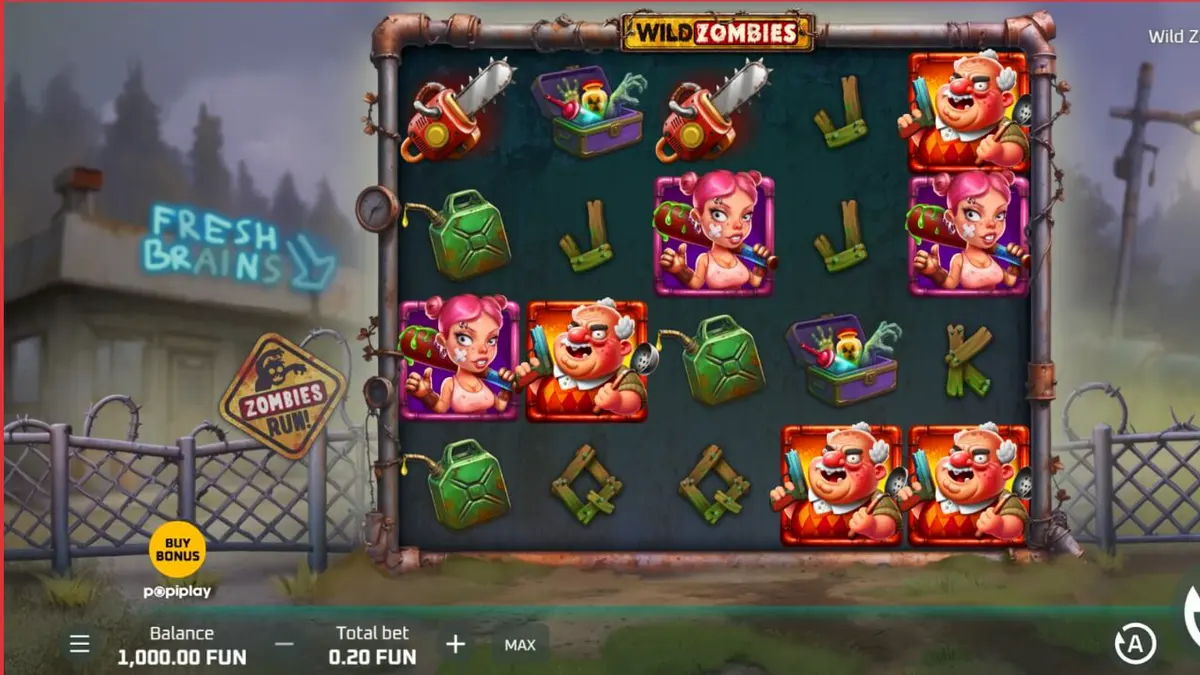 Tampilan visual slot Wild Zombies dengan tema kiamat zombie yang penuh warna.