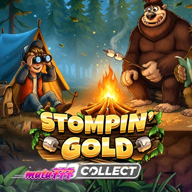Tampilan visual slot Stompin’ Gold dengan tema hutan dan karakter Bigfoot