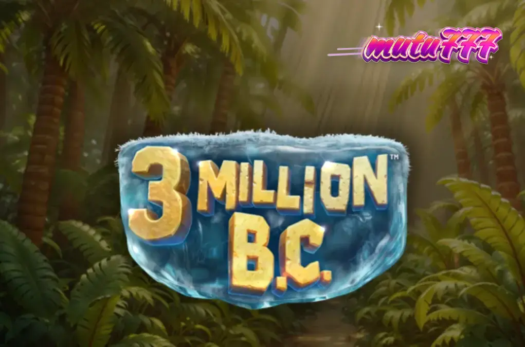 Ilustrasi harimau bertaring tajam dan lebah raksasa di depan gulungan slot 3 Million B.C.